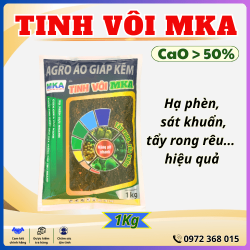 Tinh vôi MKA với hàm lượng CaO > 50% - ổn định pH, cải thiện chất lượng đất và tăng năng suất cây trồng.