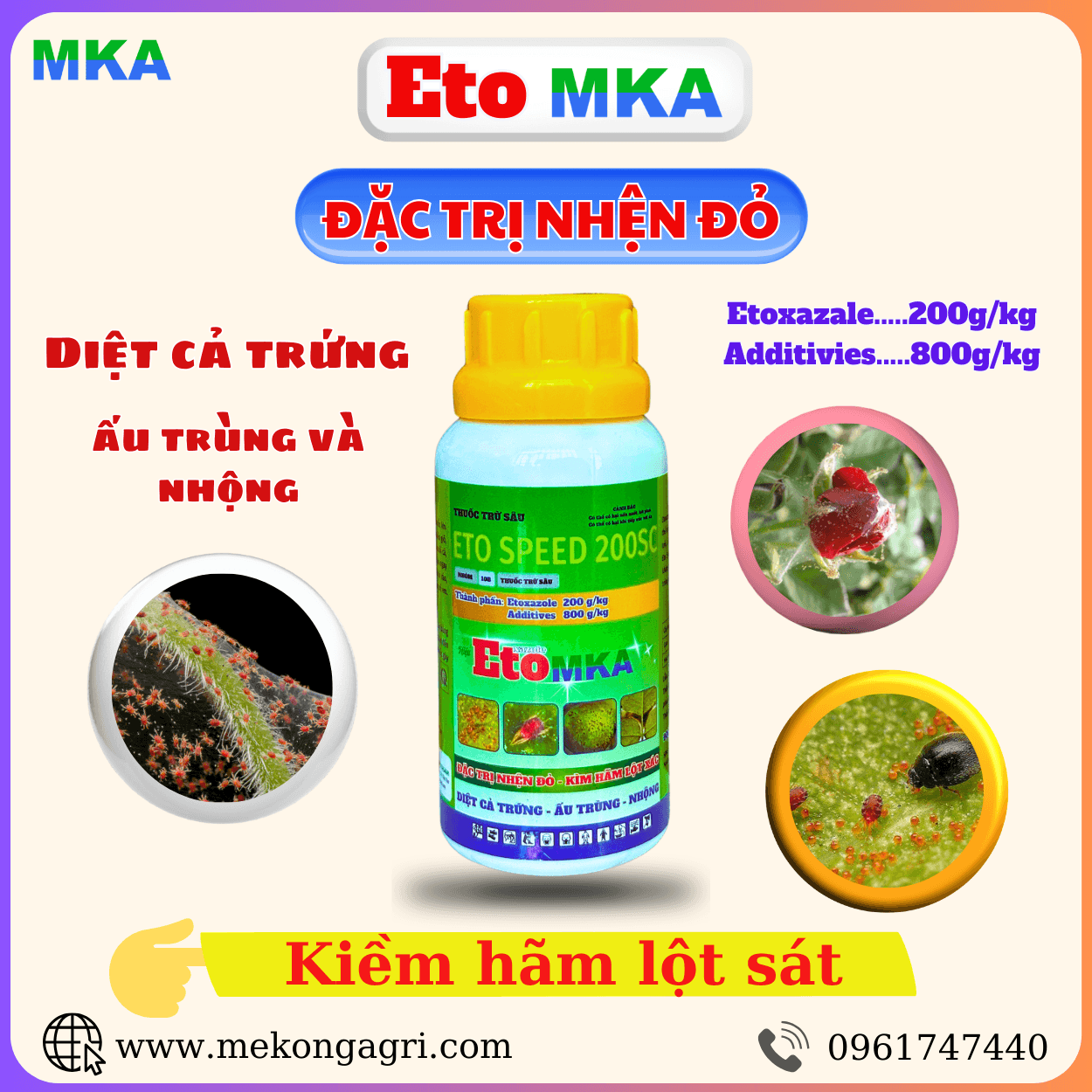 EtoMKA 200SC - Đặt Trị Nhện Đỏ Chống Lột Xác