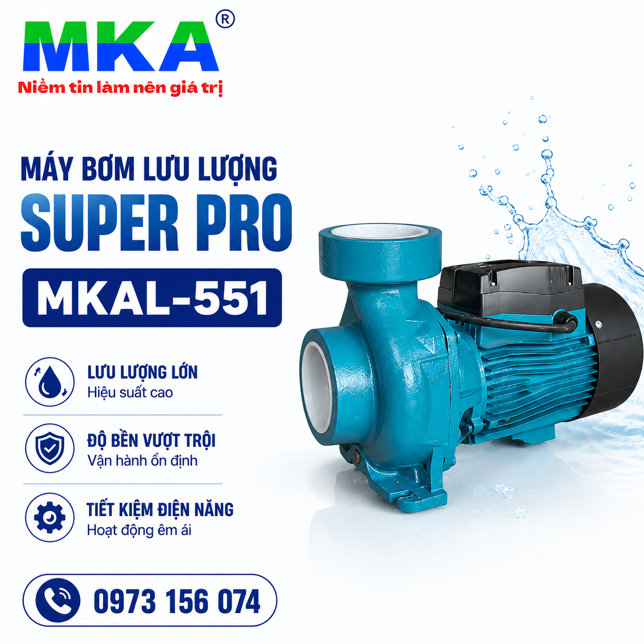 MKAL-551 5.5HP | Máy Bơm Lưu Lượng Lớn Cho Hệ Thống Tưới Nông Nghiệp